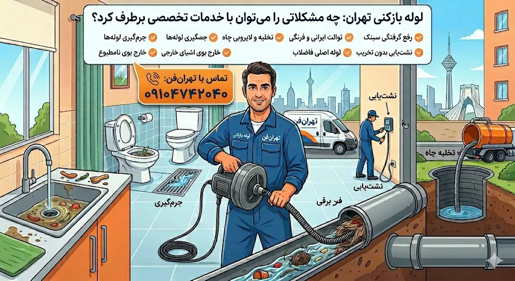 انواع مشکلات لولهکشی که تهرانفن برطرف میکند — از گرفتگی سینک تا تخلیه چاه و نشتیابی