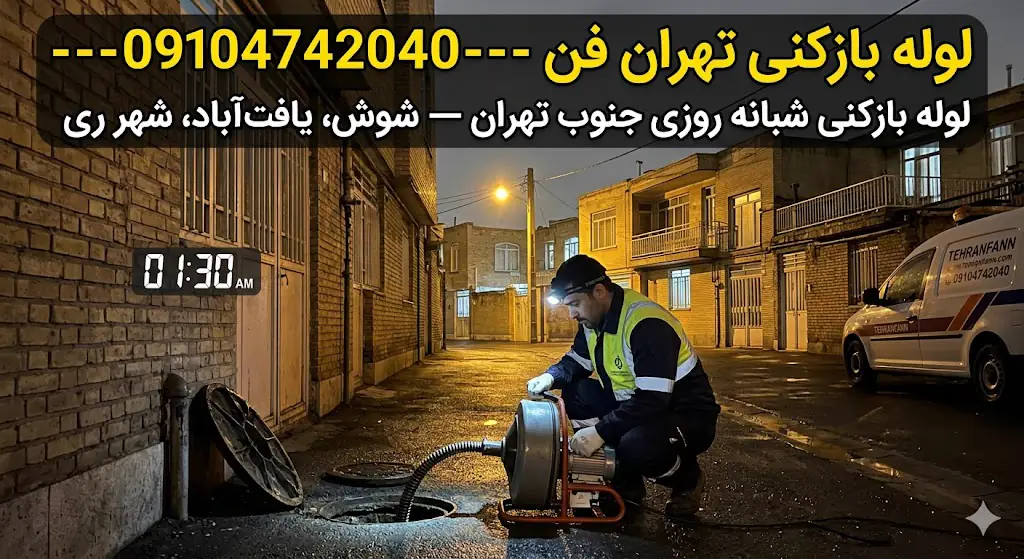 لوله بازکنی شبانهروزی جنوب تهران — شوش، یافتآباد، شهر ری